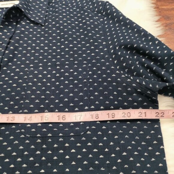 Taylor Stitch Men's Long Sleeve Printed Navy Button-Front Shirt Size 40 - Picture 6 of 8